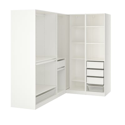 PAX Corner wardrobe, white, 211/161x201 cm