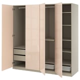 PAX / FARDAL Wardrobe combination, grey-beige/high-gloss light orange, 200x60x201 cm