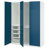 PAX / FYRUDDEN Wardrobe combination, white/blue, 150x60x201 cm