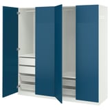 PAX / FYRUDDEN Wardrobe combination, white/blue, 200x60x201 cm