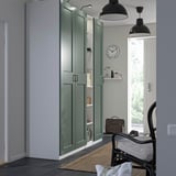 PAX / GRIMO Wardrobe combination, white grey-green/white, 185x60x236 cm