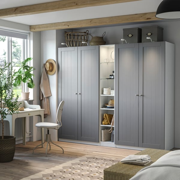 PAX / GULLABERG Wardrobe combination, grey grey/white, 235x60x201 cm