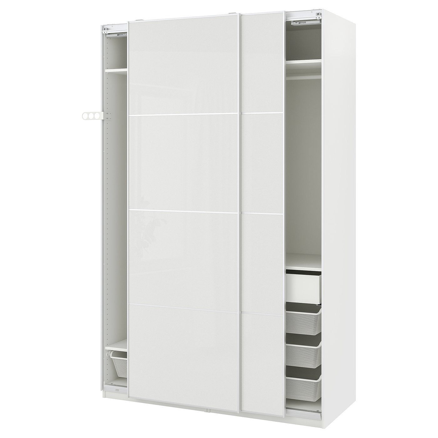 PAX / HOKKSUND wardrobe combination, white/high-gloss light grey ...