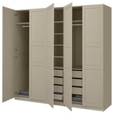 PAX / TYSSEDAL Wardrobe combination, grey-beige/grey-beige, 250x58x236 cm