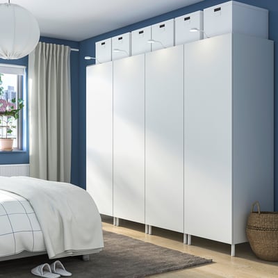 PLATSA Wardrobe combination, white/Fonnes white, 240x57x191 cm