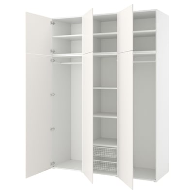 PLATSA Wardrobe w 6 doors, white/Fonnes white, 180x57x241 cm