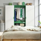 PLATSA Wardrobe with 2 doors, white Fonnes/green, 200x42x181 cm