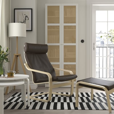 POÄNG Armchair, birch veneer/Glose dark brown