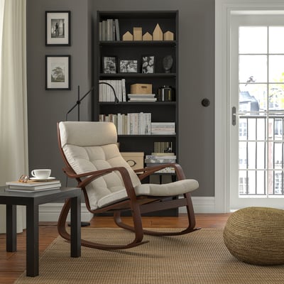 POÄNG Rocking-chair, brown/Gunnared beige