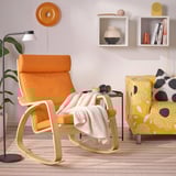 POÄNG Rocking-chair, white stained oak veneer/Knisa bright orange