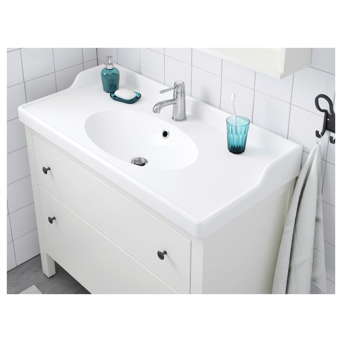 RÄTTVIKEN single washbasin, white, 102x49x6 cm IKEA