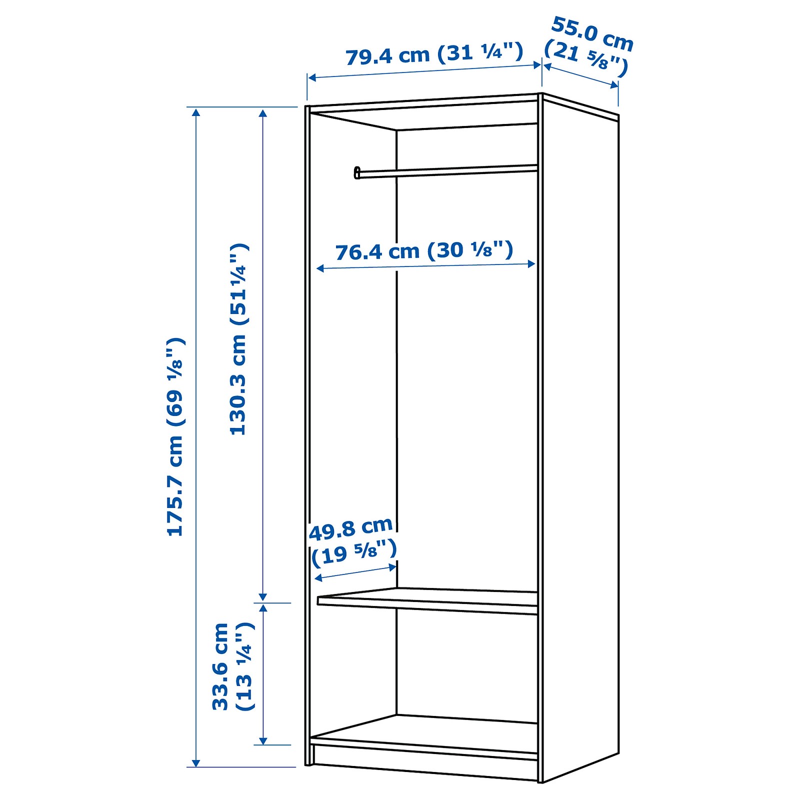 RAKKESTAD Wardrobe with 2 doors, blackbrown, 79x176 cm IKEA