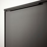 RANNÄS TV bench with doors, black/black glass, 178x42 cm