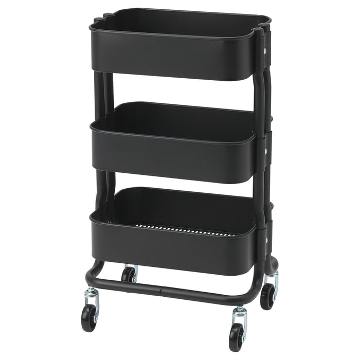 RÅSHULT trolley, black, 28x38x65 cm IKEA