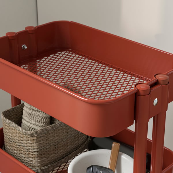 RÅSKOG Trolley, red-brown, 28x38x61 cm