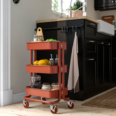 RÅSKOG Trolley, red-brown, 28x38x61 cm