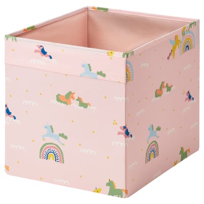 REGNBROMS Box, pink/unicorn, 33x38x33 cm
