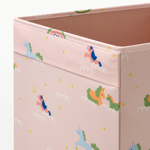 REGNBROMS Box, pink/unicorn, 33x38x33 cm