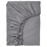 RÖNNVECKMAL Fitted sheet, grey, 140x200 cm