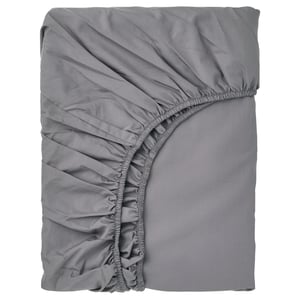Rönnvéckmal grey fitted sheet, 100% cotton, elastic edges.