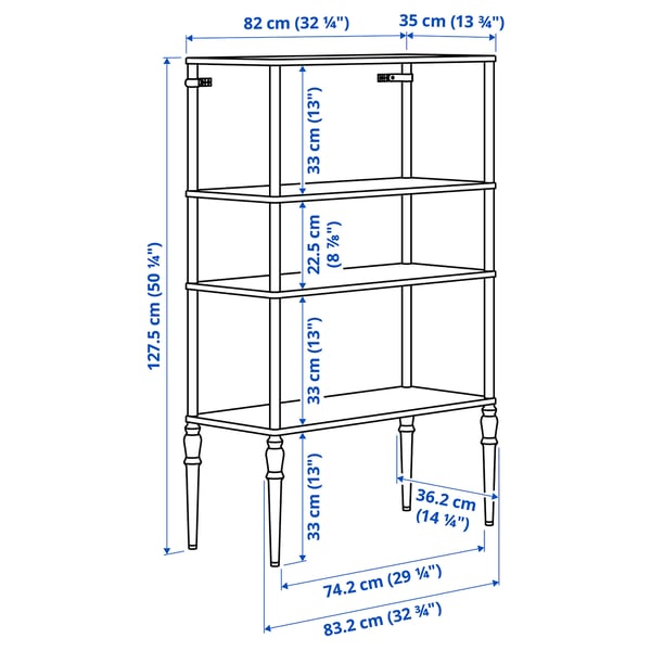 SÅGMÄSTARE Shelving unit, light grey-blue, 83x36x128 cm