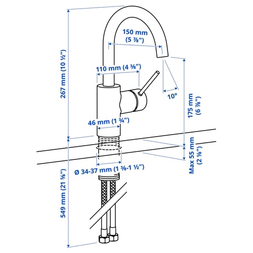 Illustration with measurements for the product: SALLSJÖN.