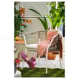 SEGERÖN Table and 4 chairs with armrests, outdoor white/beige/Frösön/Duvholmen beige, 147 cm