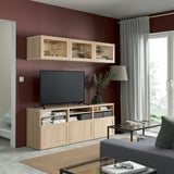 SINDVIK Glass door, white stained oak effect/clear glass, 60x38 cm
