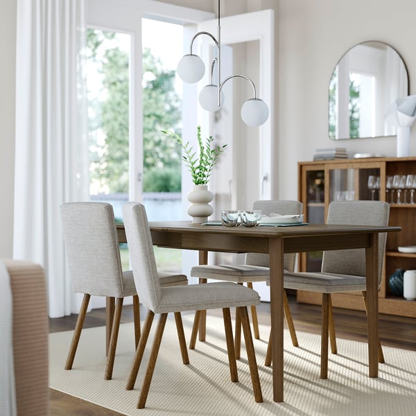 SKANSNÄS / TONSTAD Table and 4 chairs, brown beech/Viarp beige/brown brown oak effect, 150/205 cm