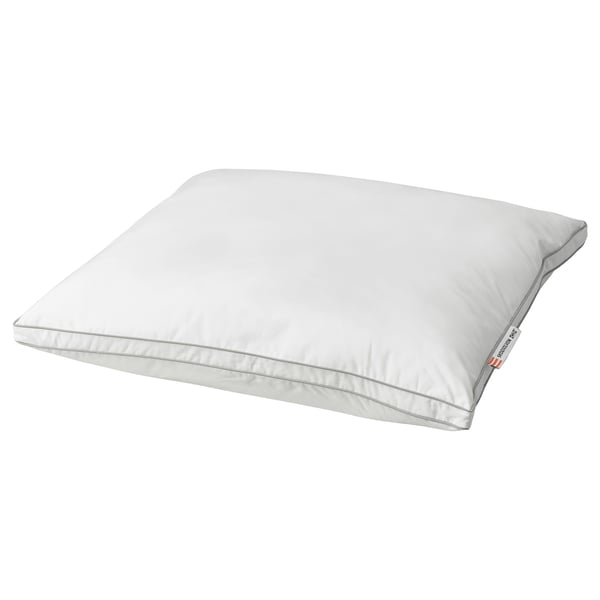 SKOGSOLVON pillow, white, cotton cover, rectangular shape, double-piped edges.