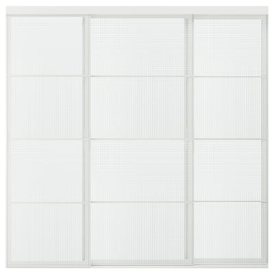 SKYTTA / LUNDBRÄSMA Sliding door combination, white/checkered glass, 251x240 cm