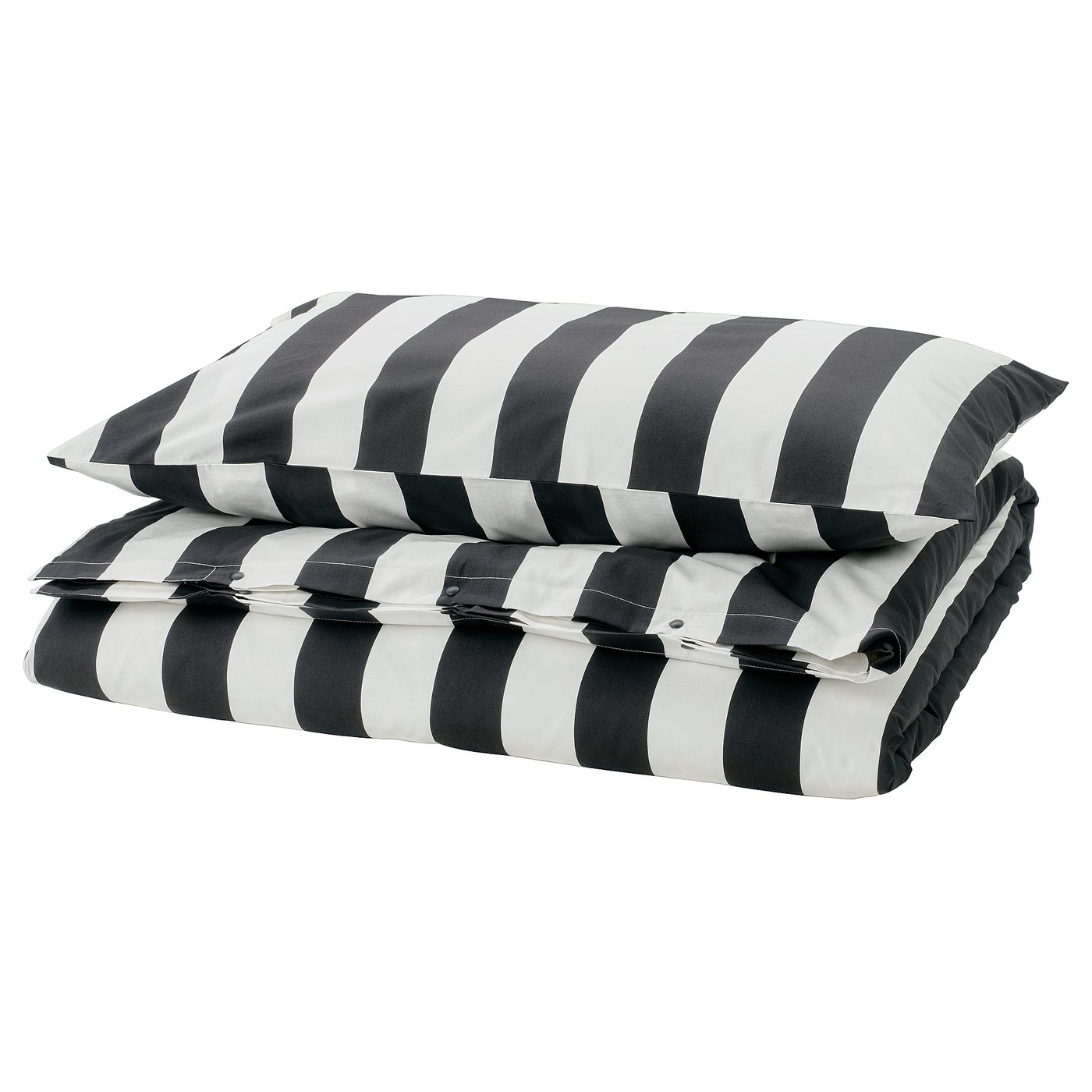 Striped bedding set, black/white, cotton/viscose, rectangular, striped design.