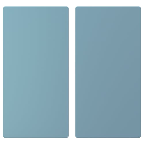 Two identical light blue rectangular panels, smooth and evenly coloured, likely part of a childrens storage solution.