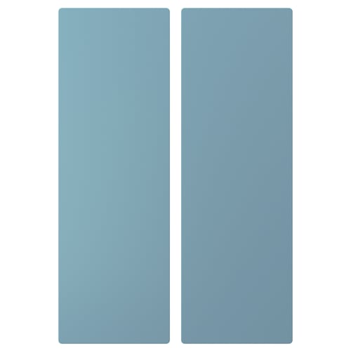 Two tall, pastel blue, rectangular panels side by side, soft rounded edges.