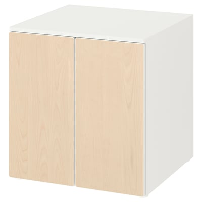 SMÅSTAD / PLATSA Cabinet, white birch/with 1 shelf, 60x57x63 cm