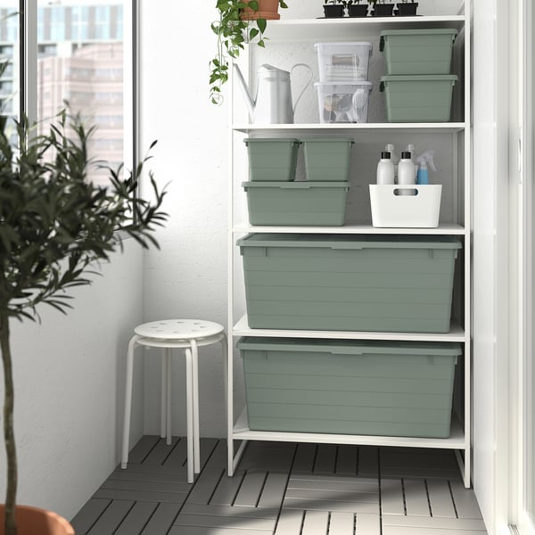 SOCKERBIT Storage box with lid greygreen IKEA
