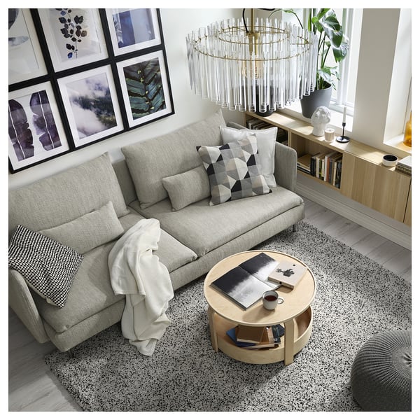 SÖDERHAMN 3-seat sofa-bed, Viarp beige/brown