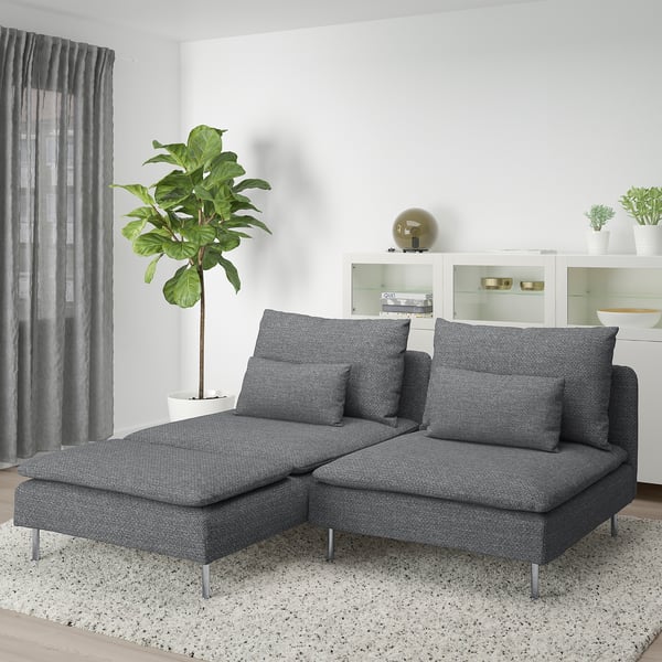 SÖDERHAMN 2seat sofa with chaise longue, Lejde grey/black IKEA