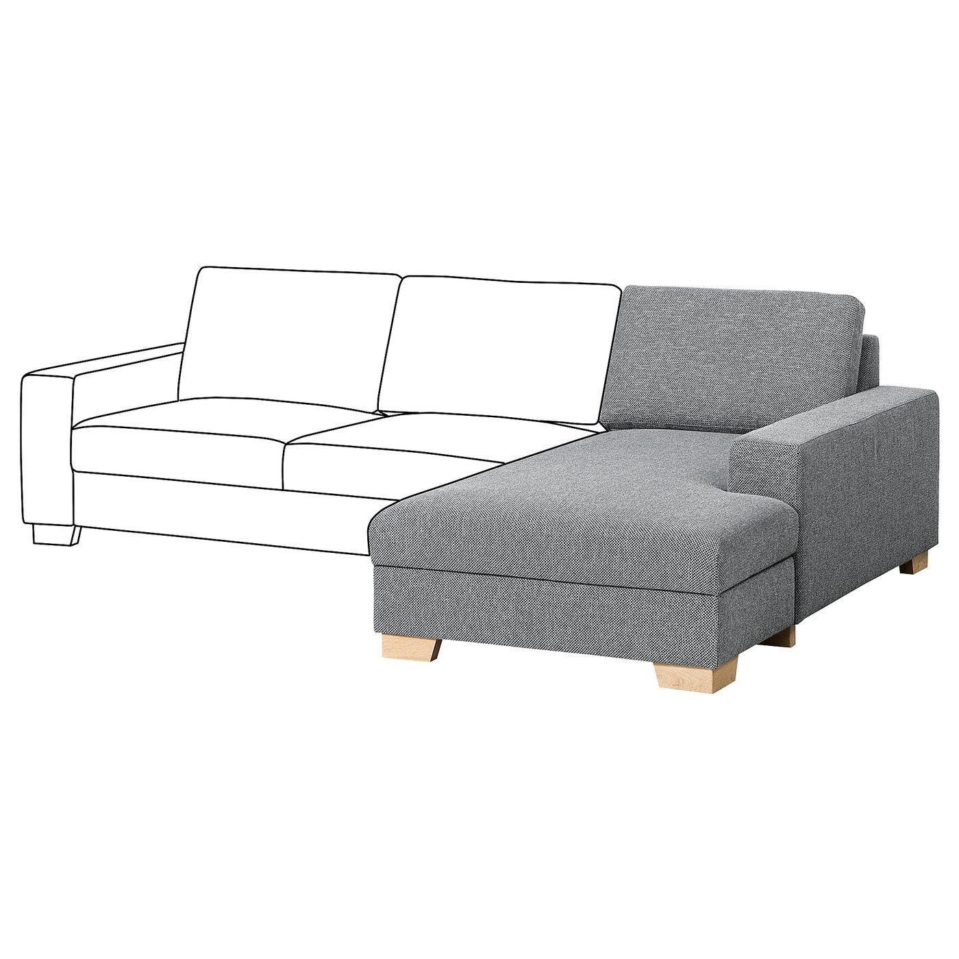 SÖRVALLEN Chaise longue section right/Lejde grey/black IKEA