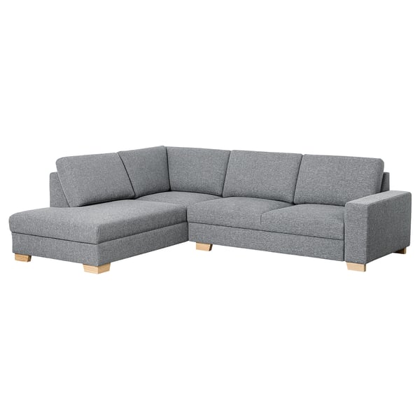 SÖRVALLEN Corner sofa, 3-seat, with open end, left/Lejde grey/black
