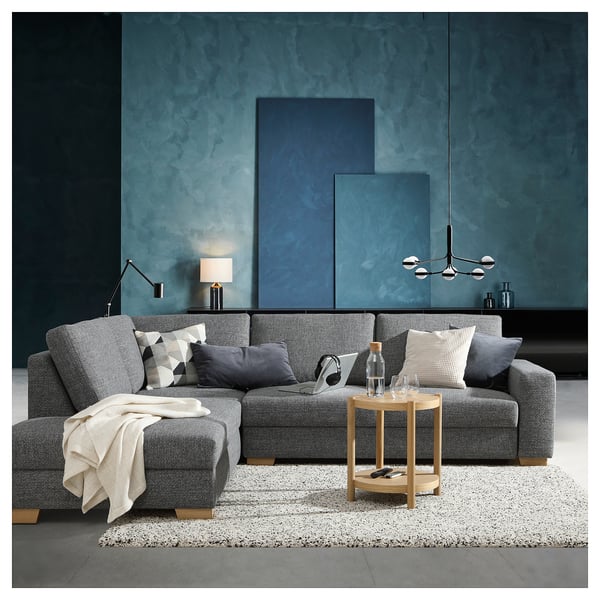 SÖRVALLEN Corner sofa, 3-seat, with open end, left/Lejde grey/black