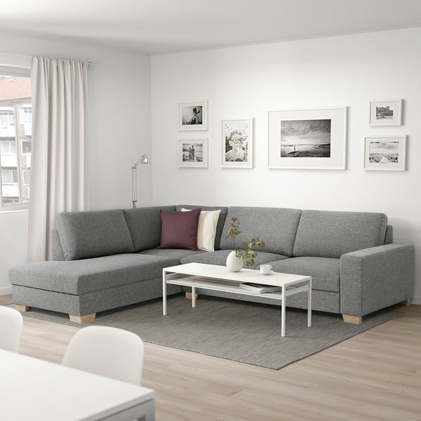 SÖRVALLEN Corner sofa, 4-seat, with open end, left/Lejde grey/black