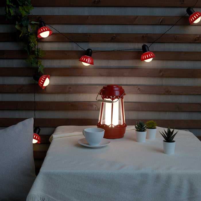 SOMMARLÅNKE LED lighting chain with 10 bulbs, outdoor batteryoperated