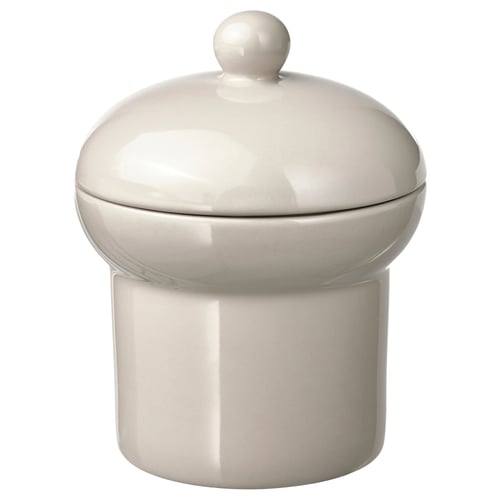 A white SPINNARHAJ jar with a lid, made of stoneware, featuring clean, simple lines and a transparent glaze.