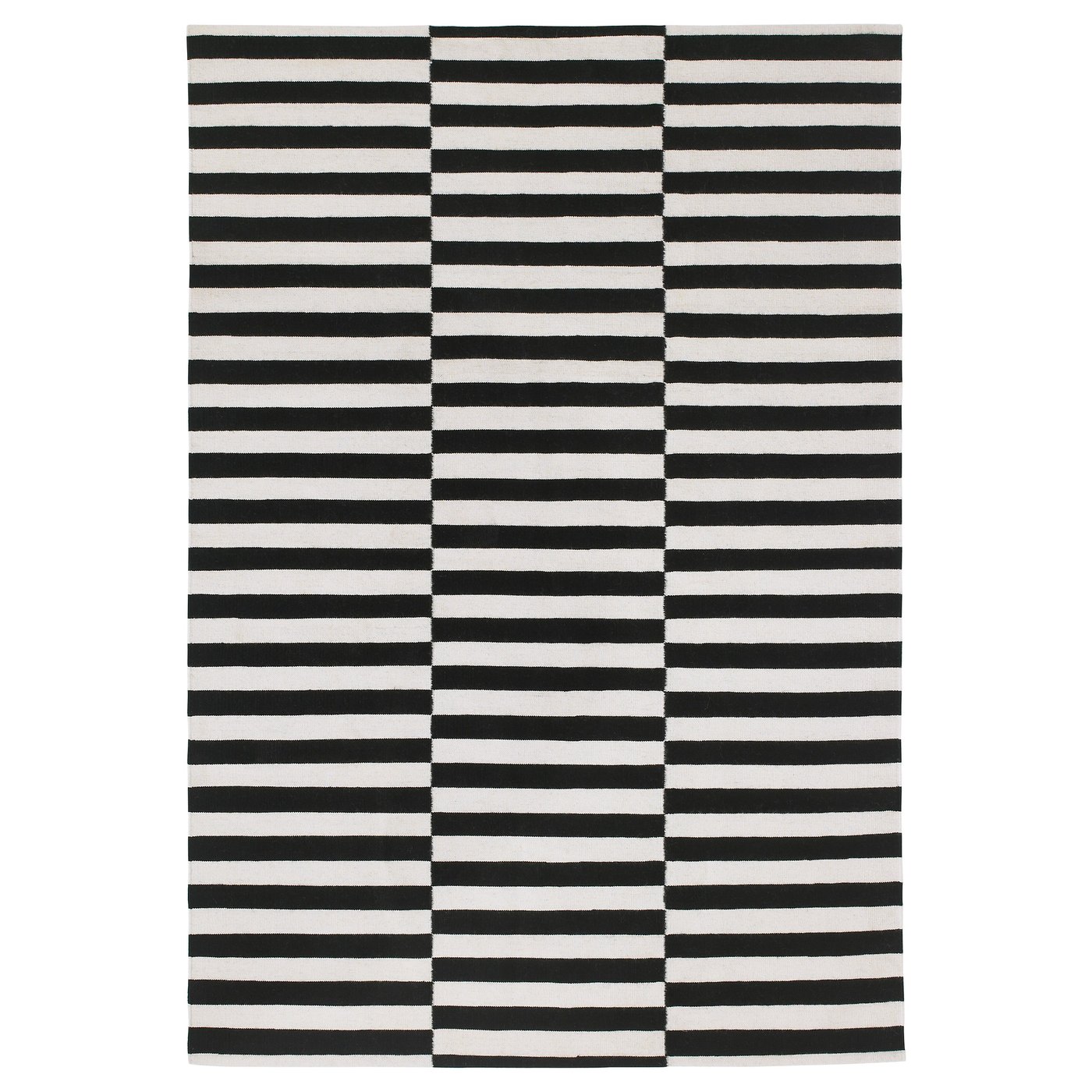 STOCKHOLM rug, flatwoven, handmade/striped black/off-white