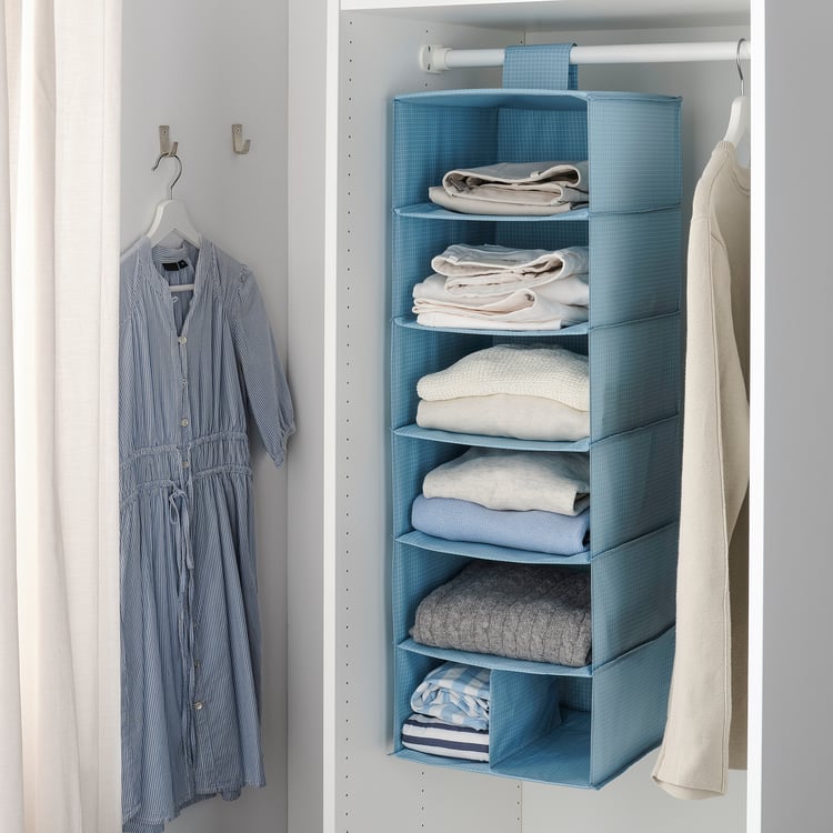 STUK تخزين مع 7 حجيرات, أزرق رمادي, 30x30x90 سم IKEA STUK تخزين مع 7 حجيرات, أزرق رمادي, 30x30x90 سم IKEA