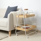 SVENARUM Trolley table with storage, bamboo/white, 40x56 cm