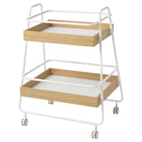 SVENARUM Trolley table with storage, bamboo/white, 40x56 cm
