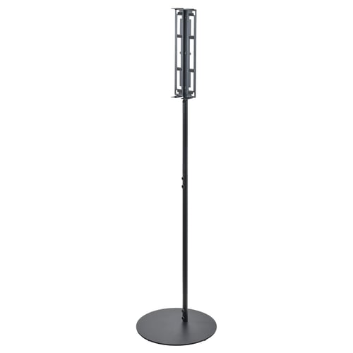 Black SYMFONISK speaker stand, adjustable, cylindrical with stable base.
