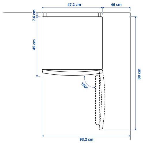 Illustration with measurements for the product: TILLREDA.